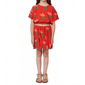 NEW BOBO CHOSES girl's sea flower woven skirt in red